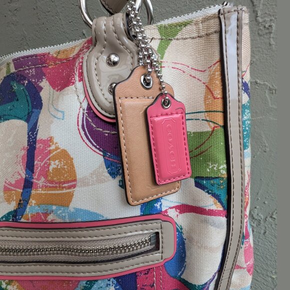 Coach, Multicolor Signature “C” Print Tote Bag, M1373-31141E , Canvas & Patent - Picture 13 of 14
